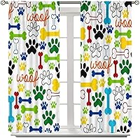 Vista 79 de Cortinas opacas con estampado de patas de perro, estampado de patas de perro y huesos, tratamiento de ventana, cortinas con aislamiento térmico
