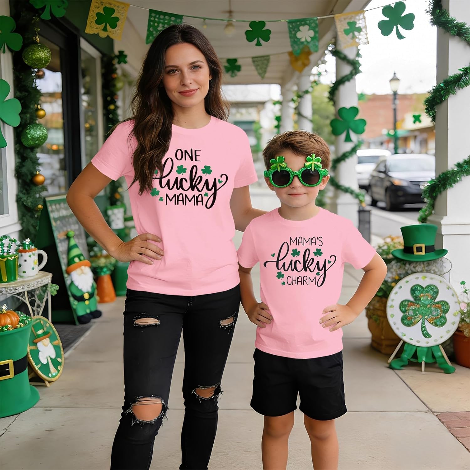 St Patricks Day Mommy and Me Outfit Lucky Mama Lucky Charm Matching Shirt Clover Tshirt Irish Mother Daughter Son Top - Image 3