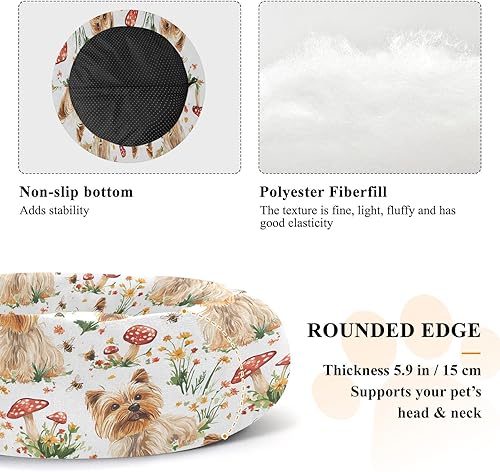 Miniatura 5 de Sweet Yorkshire Terrier Dogs Realistic Style Anti-Slip Pet Dog Beds fluffier Orthopedic Dog Bed for Medium Size Pets Supplies Camas para mascotas