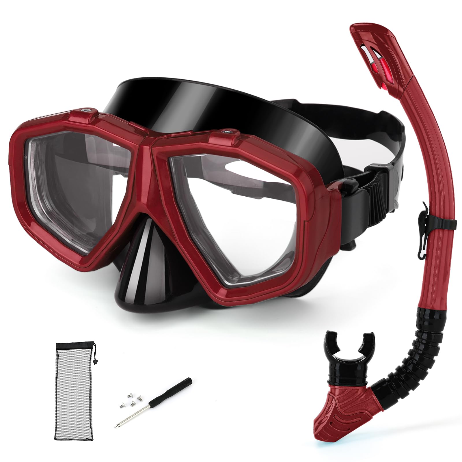 Photo 1 of Replaceable Lenses Nearsighted Snorkel Set - Customizable Shortsighted Anti-Fog Mask & Full Dry Top Silicone Snorkel for Adults Youth