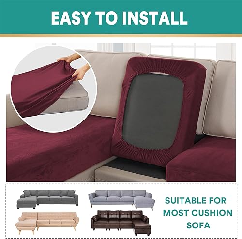Vista 128 de OKYUK Fundas de sofá seccional en forma de L, 3 piezas, fundas de cojín para sofá seccional de terciopelo en forma de L, fundas elásticas para sofá