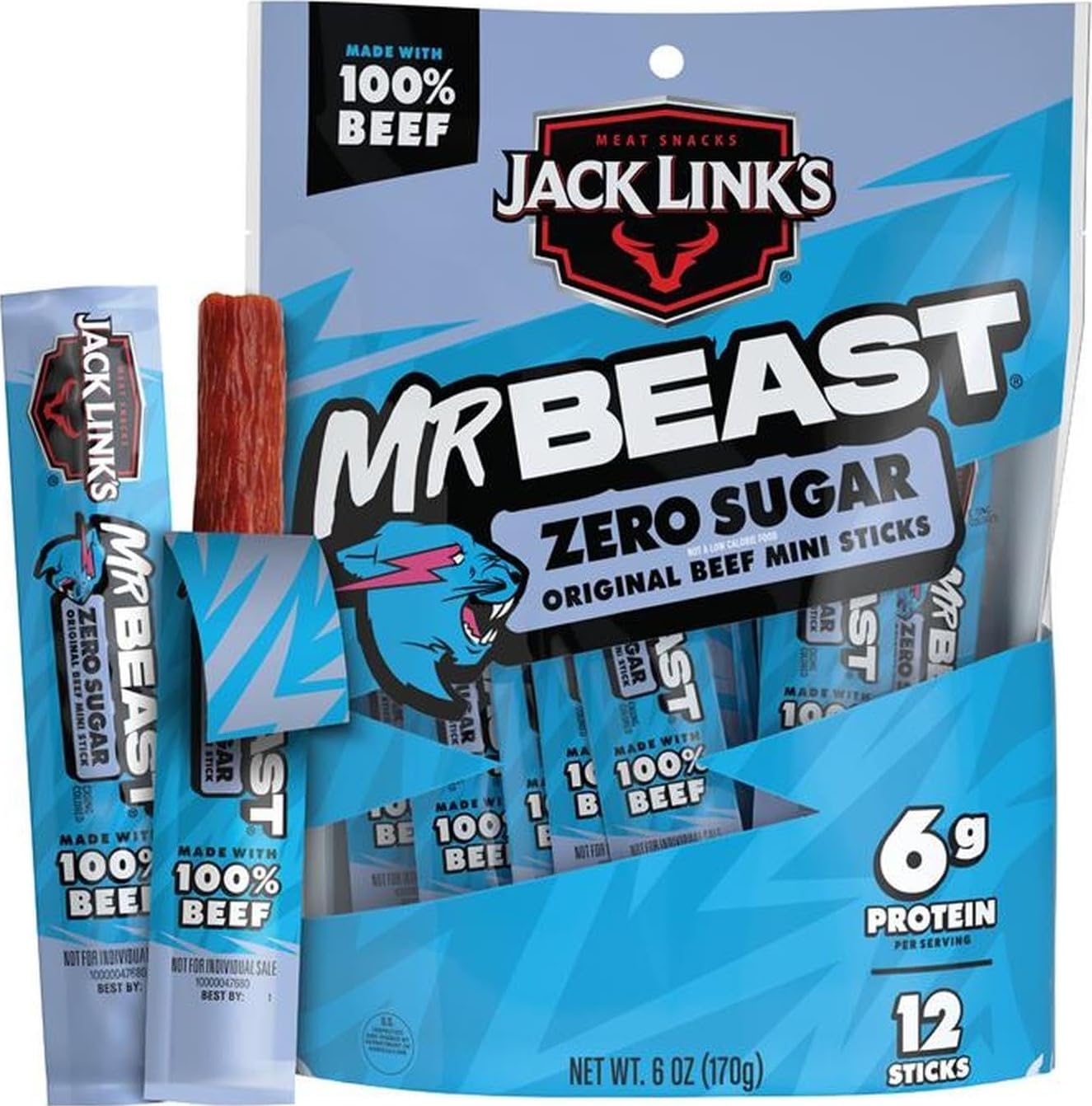 MrBeast Original Mini Beef Jerky Sticks - (12 Pack) 0.5 oz