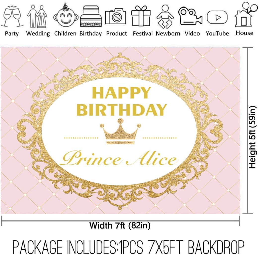 Black Friday - 50% OFF Allenjoy 8x6ft Royal Princess Backdrop for Girls Pink Gold Glitter Celebration Happy Birthday Party Banner Decor Cake Dessert Table Cloth Photo Studio Booth Background Photocall Photoshoot Props Favor