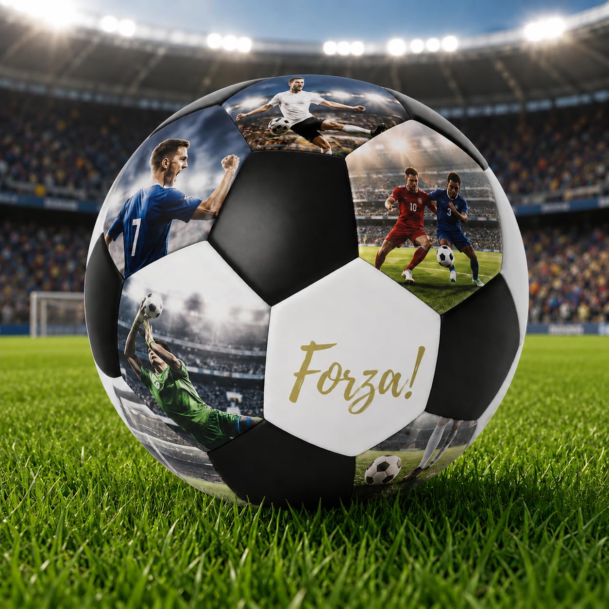 VEELU Pallone da Calcio Personalizzato con Foto e Testo, Pallone Calcio personalizzato con 5/10/15/20 Foto, Misura 4 o 5 in PVC, Regalo Personalizzato per Figlio, Allenatore e Tifosi di Calcio