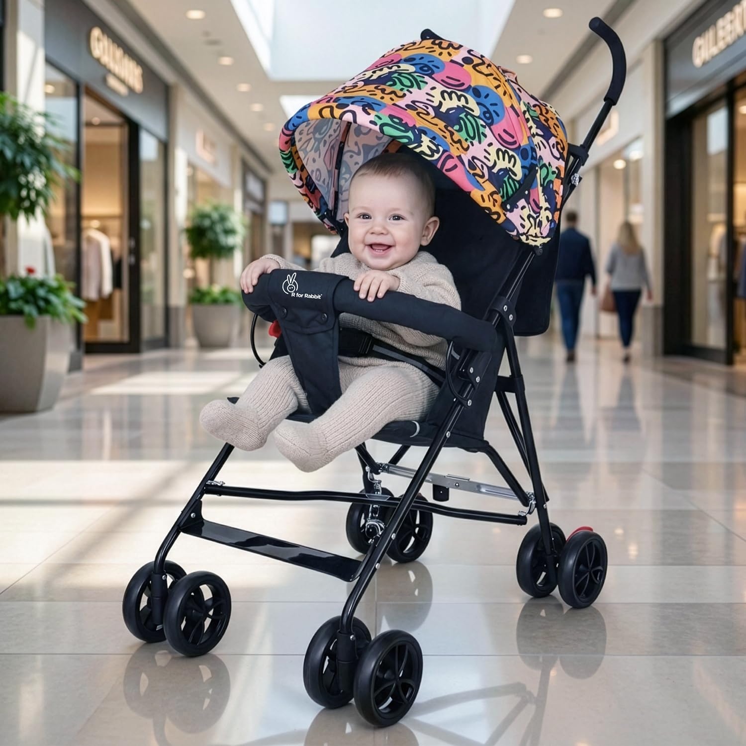R for Rabbit Pixie Toddles Buggy and Stroller, Baby Stroller and Buggy for Baby, New Born, Kids - Buggy for Kids, Travel Friendly Portable Easy Foldable and Carry, Kids Age 6-36 Months (Black Multi)-picture-1