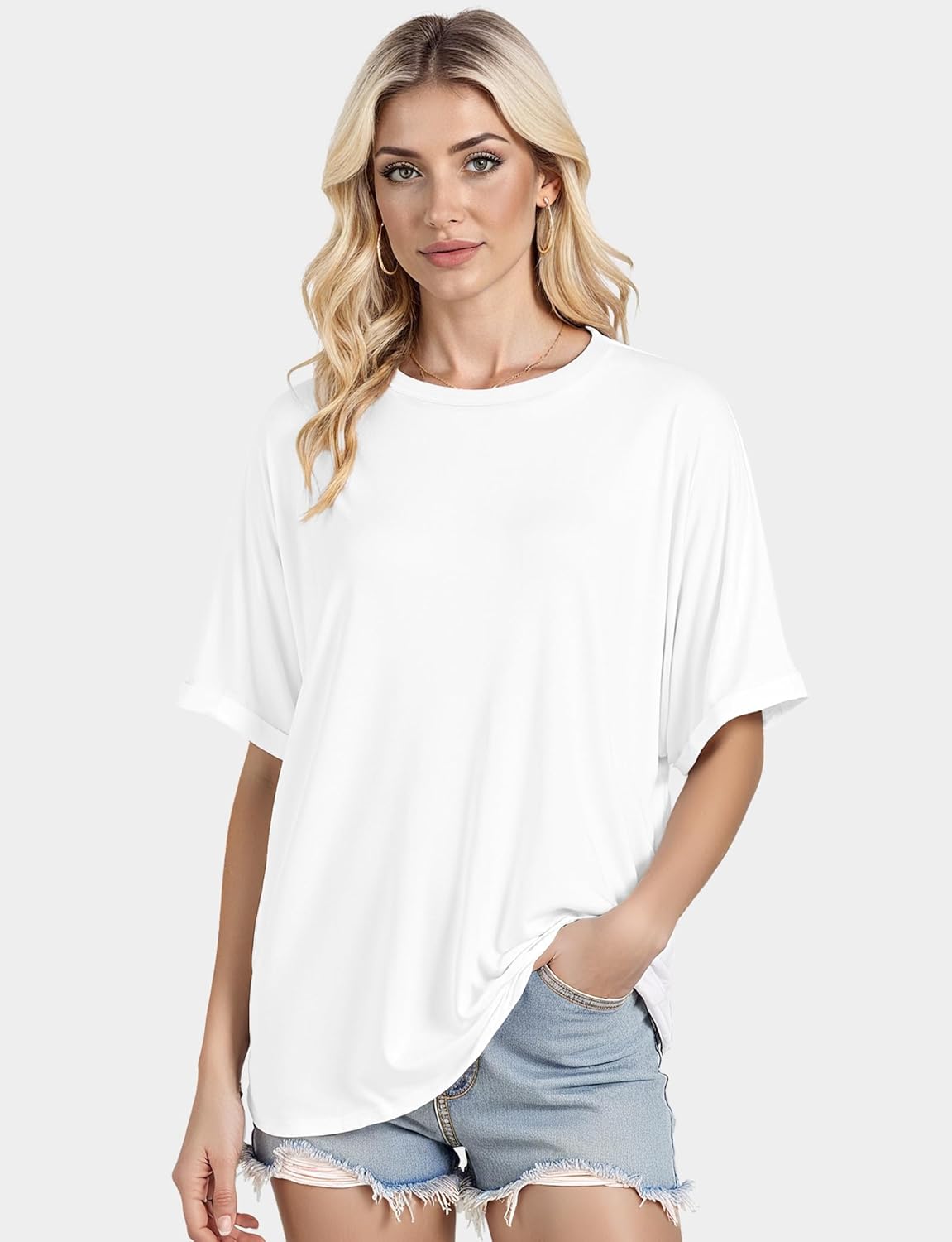 Buauty Womens Oversized Short Sleeve Tshirt, Plus Size Tops Loose Basic Crew Neck Tee, Summer Business Casual Top 2025 Trendy - Image 5