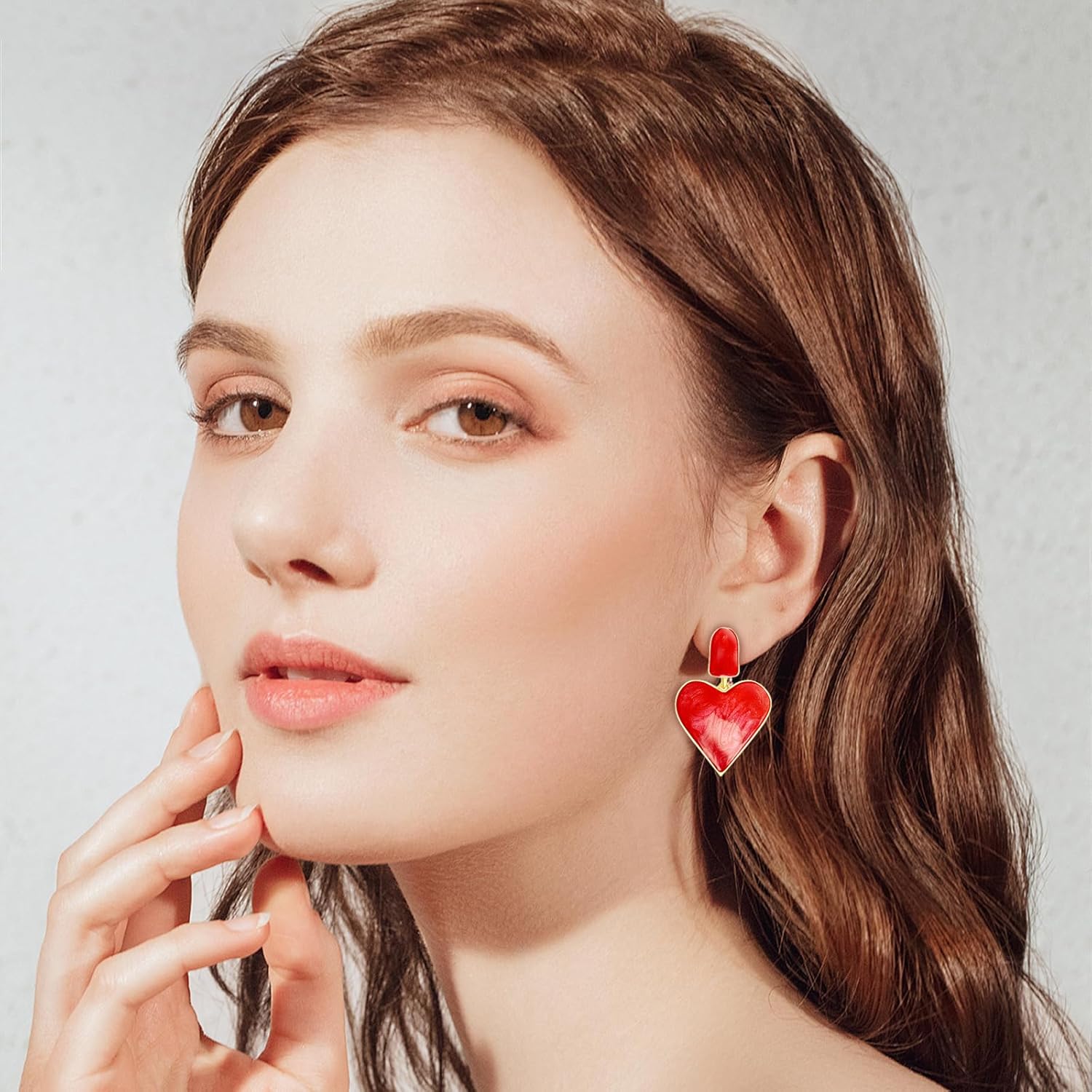 Handmade Heart Dangle Drop Earrings for Women Girls Colorful S925 Sterling Silver Post Love Geometric Aesthetic Statement Earrings for Women Gift for Her - Image 2