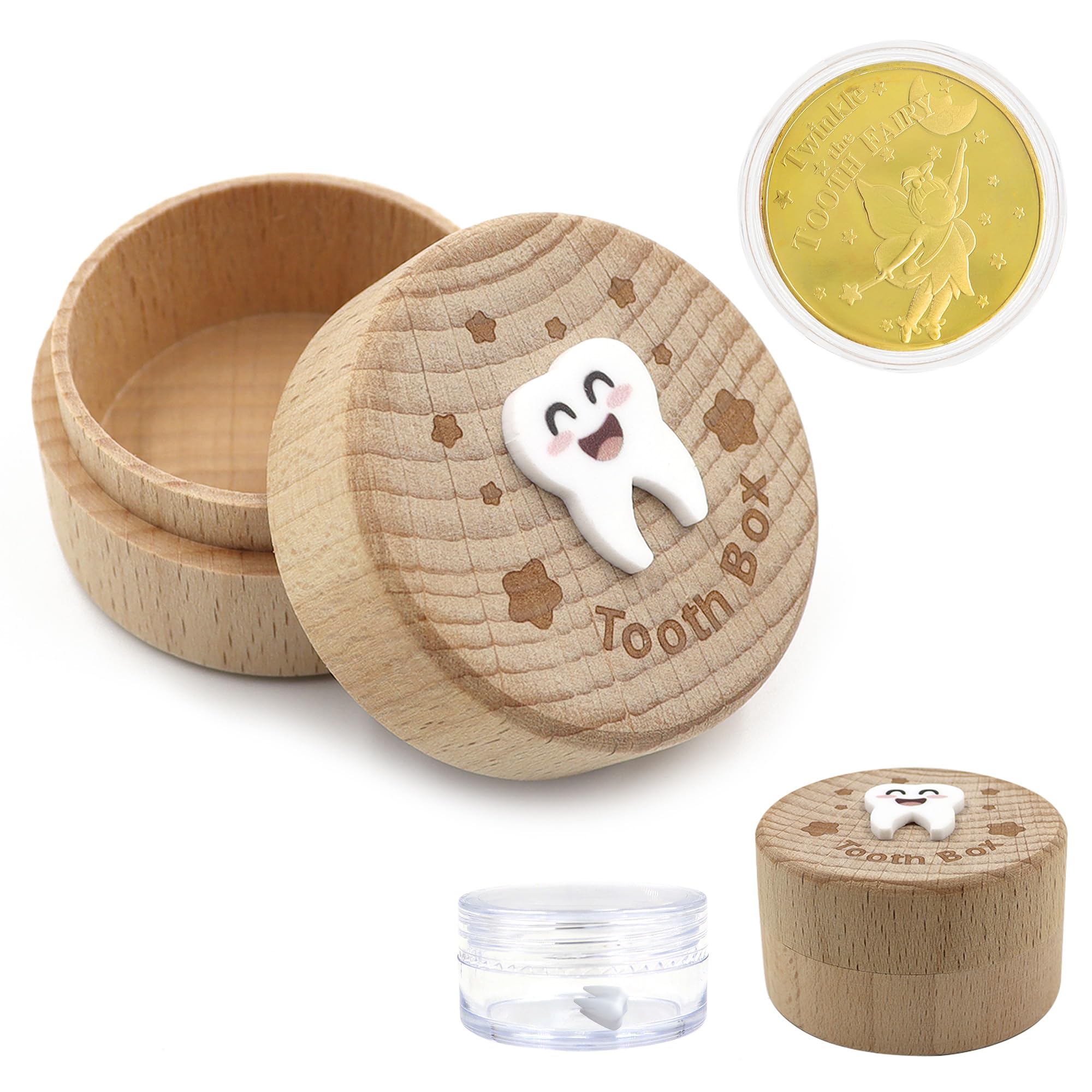 Simaixing Wooden Tooth Fairy Box, Cute Tooth Fairy Tooth Holder