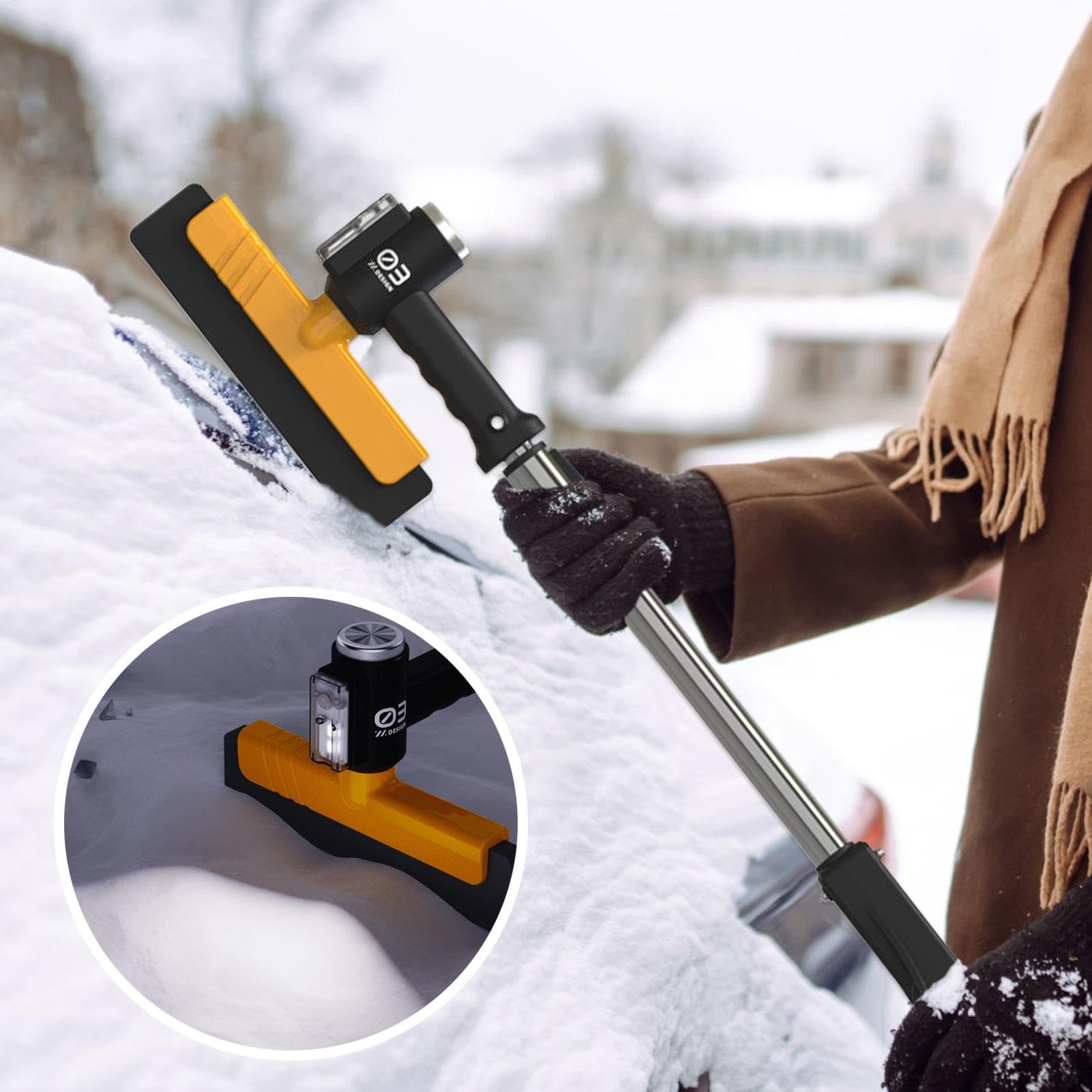 Raschietto da neve per auto, raschietto per ghiaccio retrattile, strumento | per la rimozione del , raschietto per ghiaccio estensibile, strumento di rimozione della neve, raschietto ergonomico per