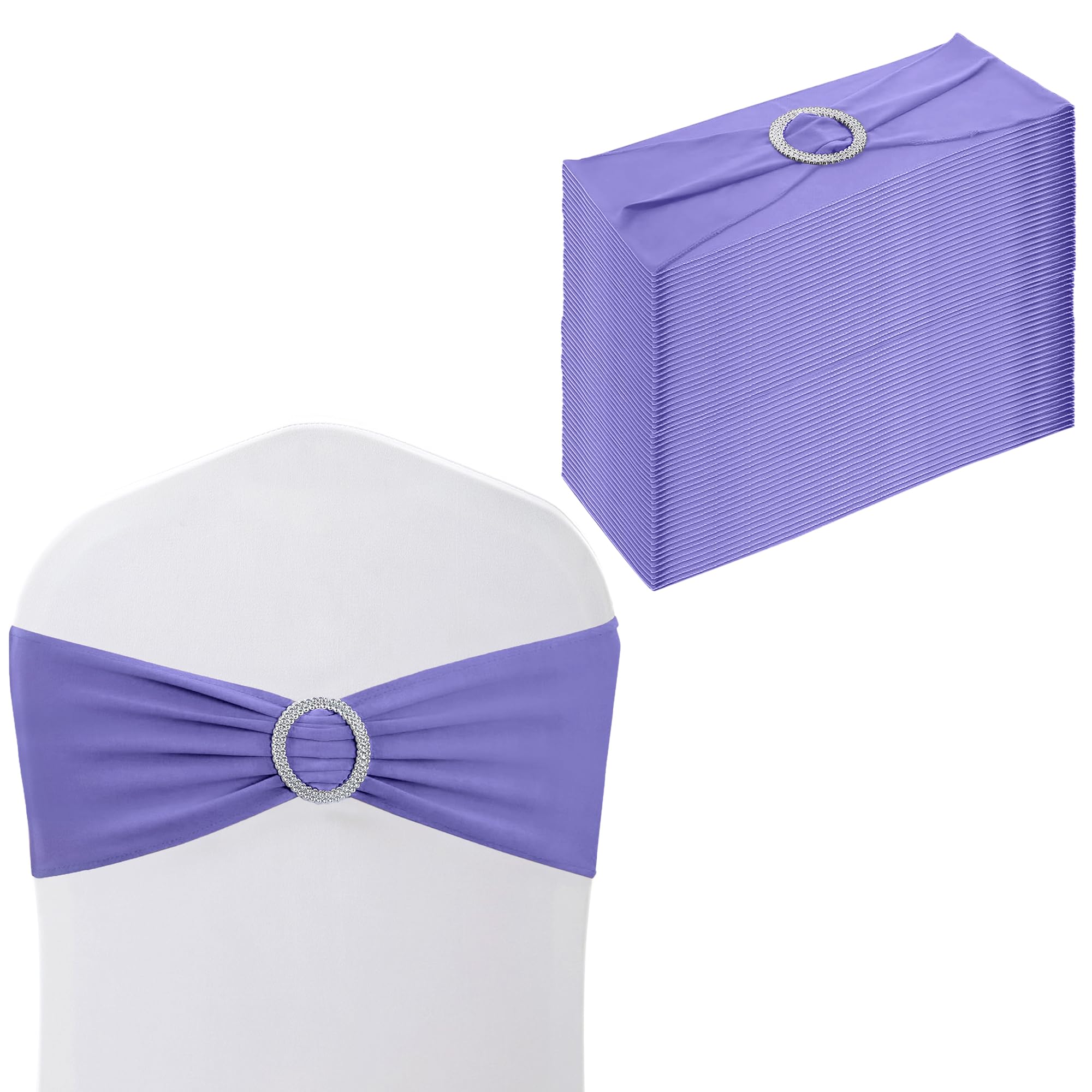 Trimming Shop Spandex Chair Bands with Slider Buckle, Lavender - 50pcs