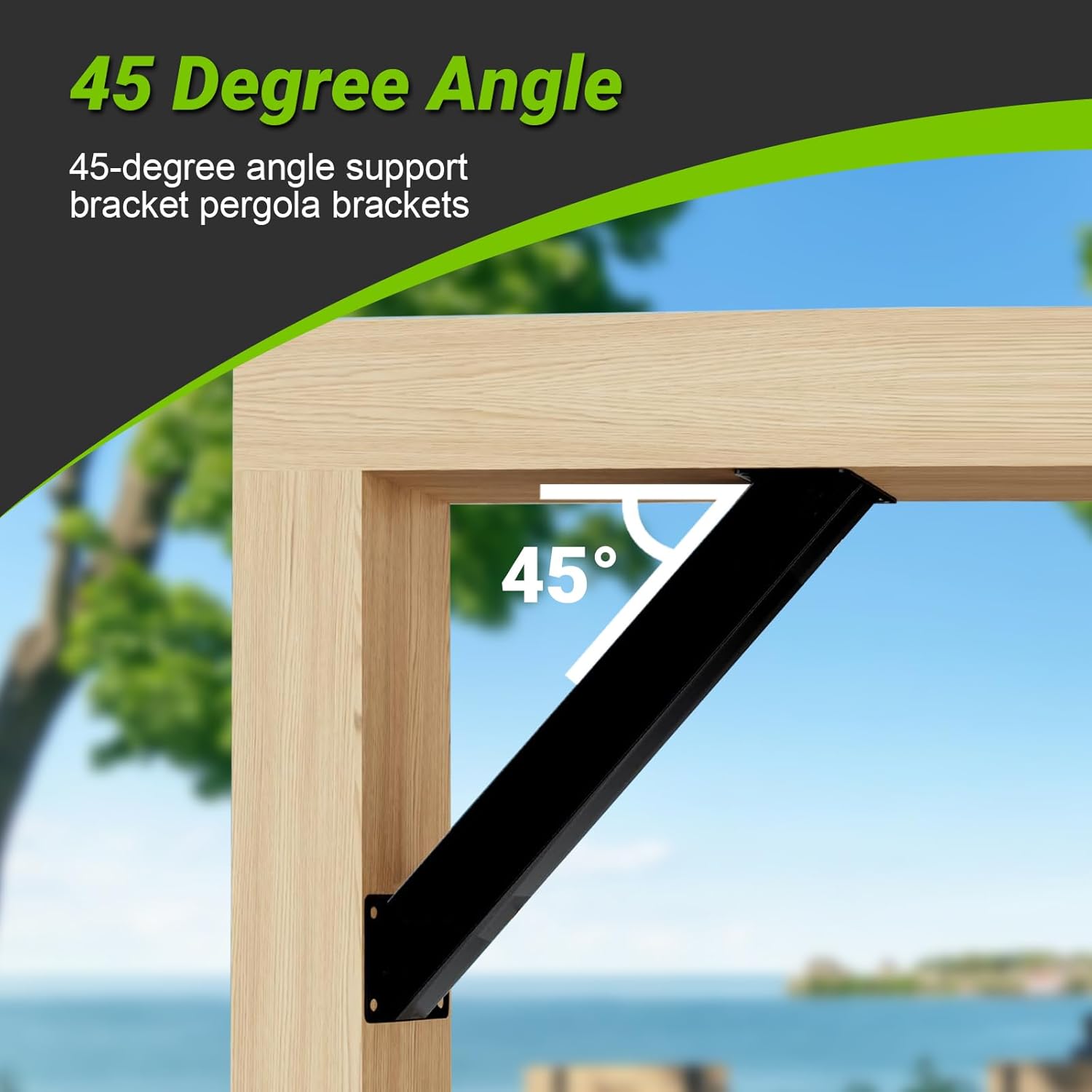 8pcs 45 Degree Angle Support Bracket, 45° Heavy Duty Pergola Brackets Kit, 45 Degree Angle Corner Braces Inside Joint for Wood Post and Beam, Pergolas Gazebo