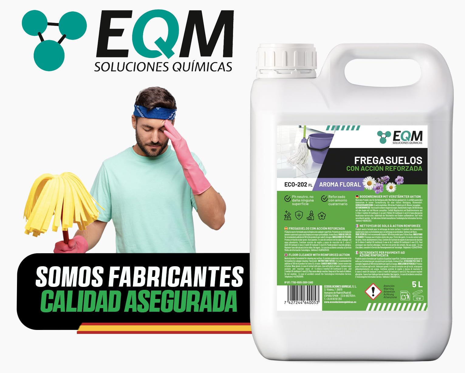 EQM ECO-202 Fregasuelos 5L Desengrasante Desodorizante