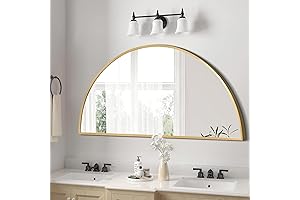 Gleaming Golden Geometric Wonder: Frameless Half-Mirror for Ambient Elegance