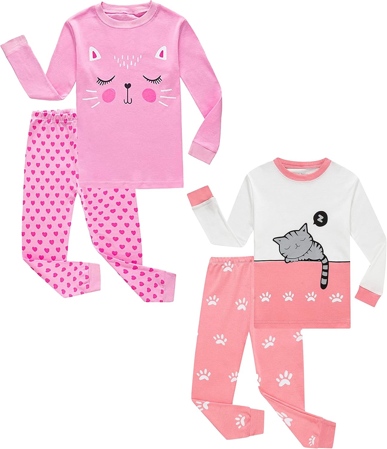 KikizYe Little Big Girls Pajamas Set Long Sleeve PJs 100% Cotton Pyjamas