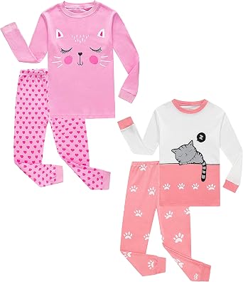 KikizYe Little Big Girls Pajamas Set Long Sleeve PJs 100% Cotton Pyjamas