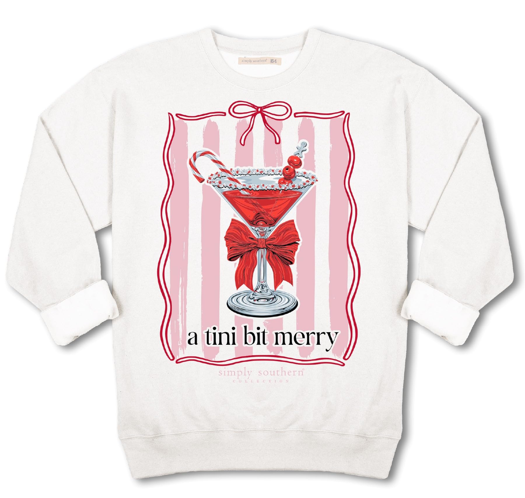 Simply Southern A Tini Bit Merry - Christmas Martini - Bow - Adult Crew Sweater