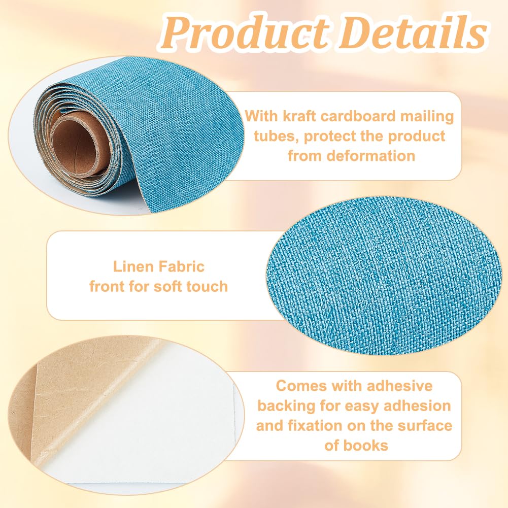Tessuto Autoadesivo Per Rilegatura Libri OLYCRAFT 100x43cm - Tessuto Di Lino Con Retro In Carta