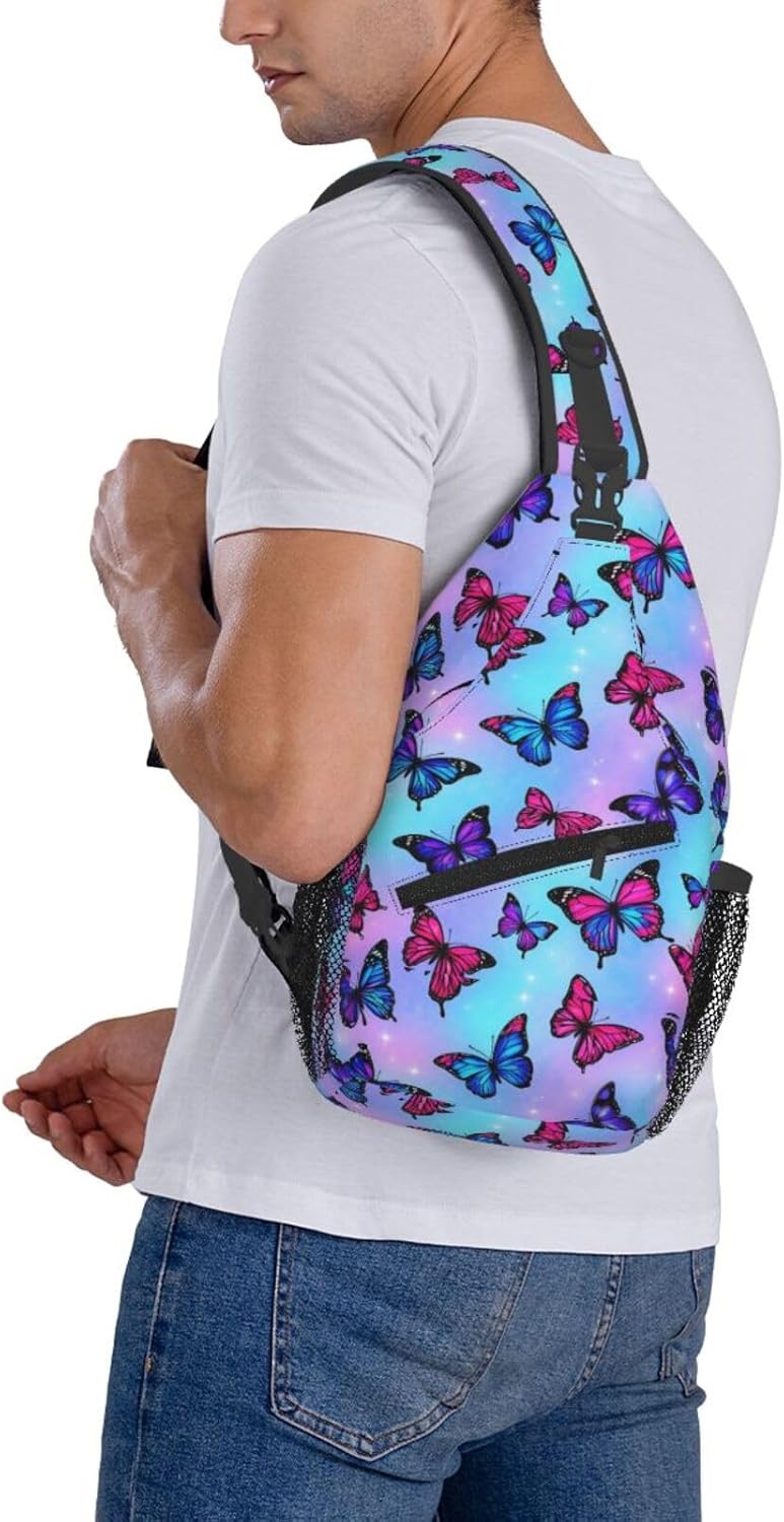 Dreamy Cow on the Moon Cross Chest Bag Large Capacity Bag Travel Hiking Crossbody Bag Daypack for Women Men