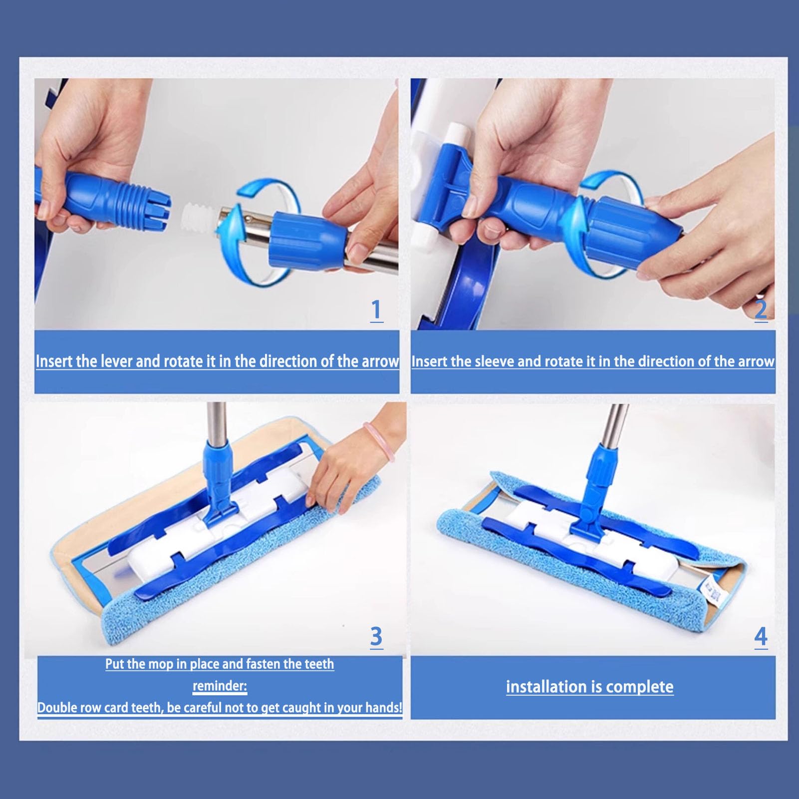 Fregona Giratoria de Limpieza Profesionales para Suelos con Mango de Acero Inoxidable,Fregona Mighty con Paño de Microfibra Reutilizable,para la Limpieza de Vidrio,Automóviles,Pisos,Paredes,B