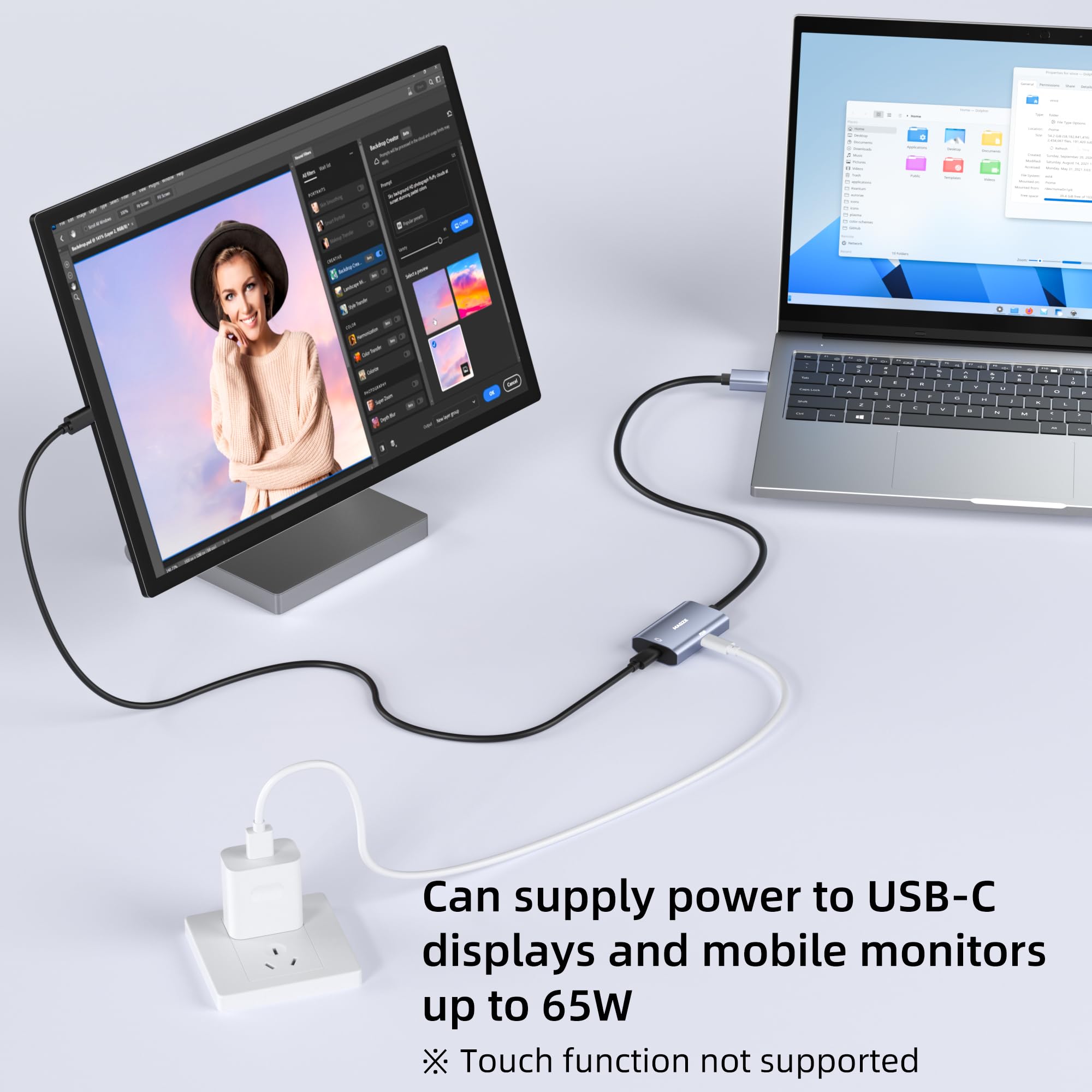 Adapter DisplayPort 8K przy 30 Hz / 4K przy 144 Hz na USB-C z ładowaniem PD 65 W, grafitowy kabel Display Port męski na typ C żeński do monitora USBC, kompatybilny z MacBook Pro/Air, iMac