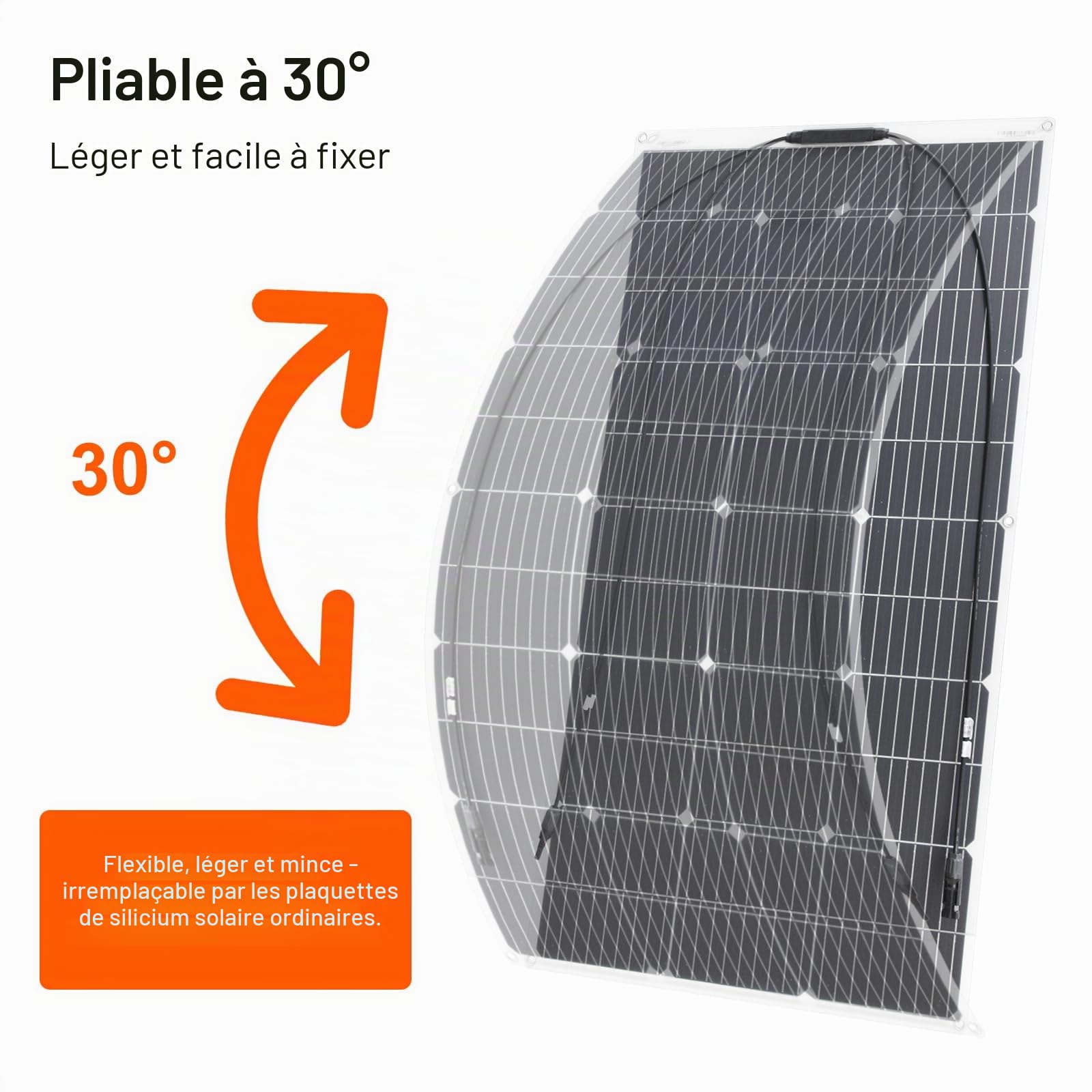 Kit Panneau Solaire Flexible 100W avec régulateur charge pour batteries 12V