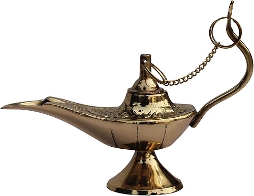 Miniatura 3 de SouvNear Lámpara de aceite Aladdin de 4.2 pulgadas, genio  Chirag ornamentado, latón dorado, juguetes vintage y regalos para niños, fiesta de