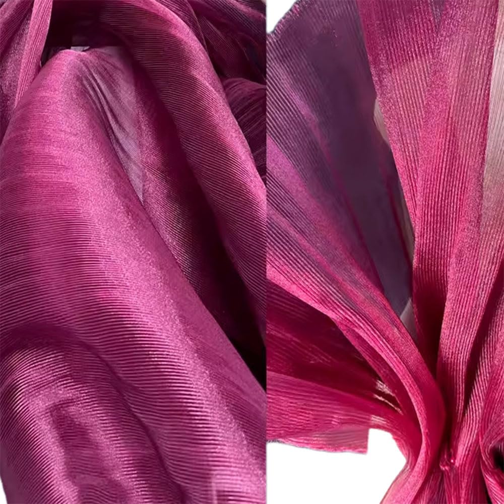 Tela de organza de 145 cm x 500 cm, brillante, transparente, suave, por metros, ribetes de gasa plisada, ideal para coser disfraces para vestidos, decoración de bodas, ropa, tela decorativa