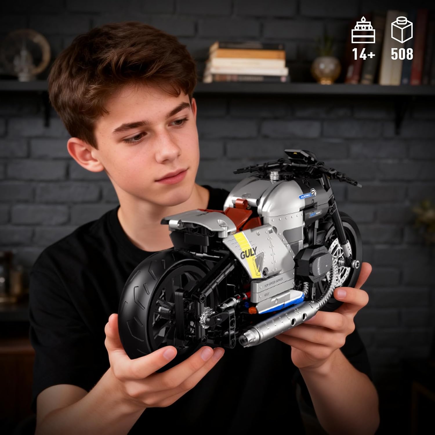 HIGH GODO 1:8 Motorcycle Building Set, Technic MOC Motorcycle Model Kit for Adults, Collectible Cool Toys Gifts for Teens 14+ (508 PCS)