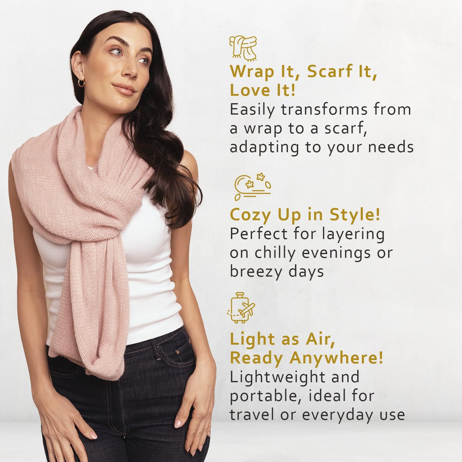 Cocoon Knit Shawl Scarf for Women, Soft Pashmina Poncho Wrap, Stylish Shawl and Scarf - Image 6