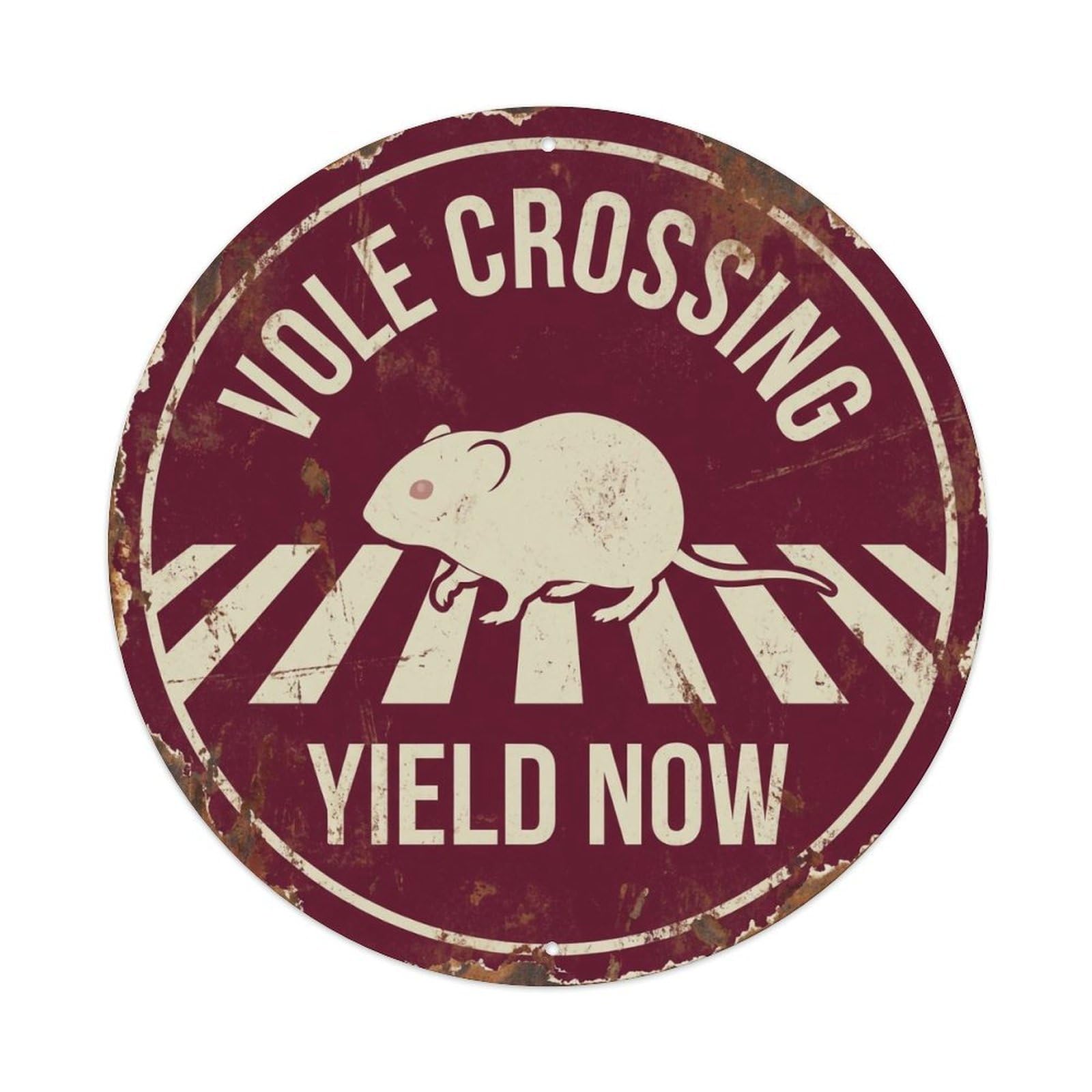 Vole Crossing Yield Now Heritage Metal Tin Sign