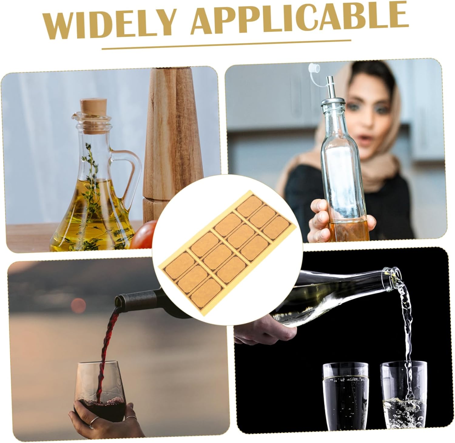 ABOOFAN Paper Wine Labels Square Sticker Kit Homemade Wine Bottle Tags Unique Design Self-Adhesive