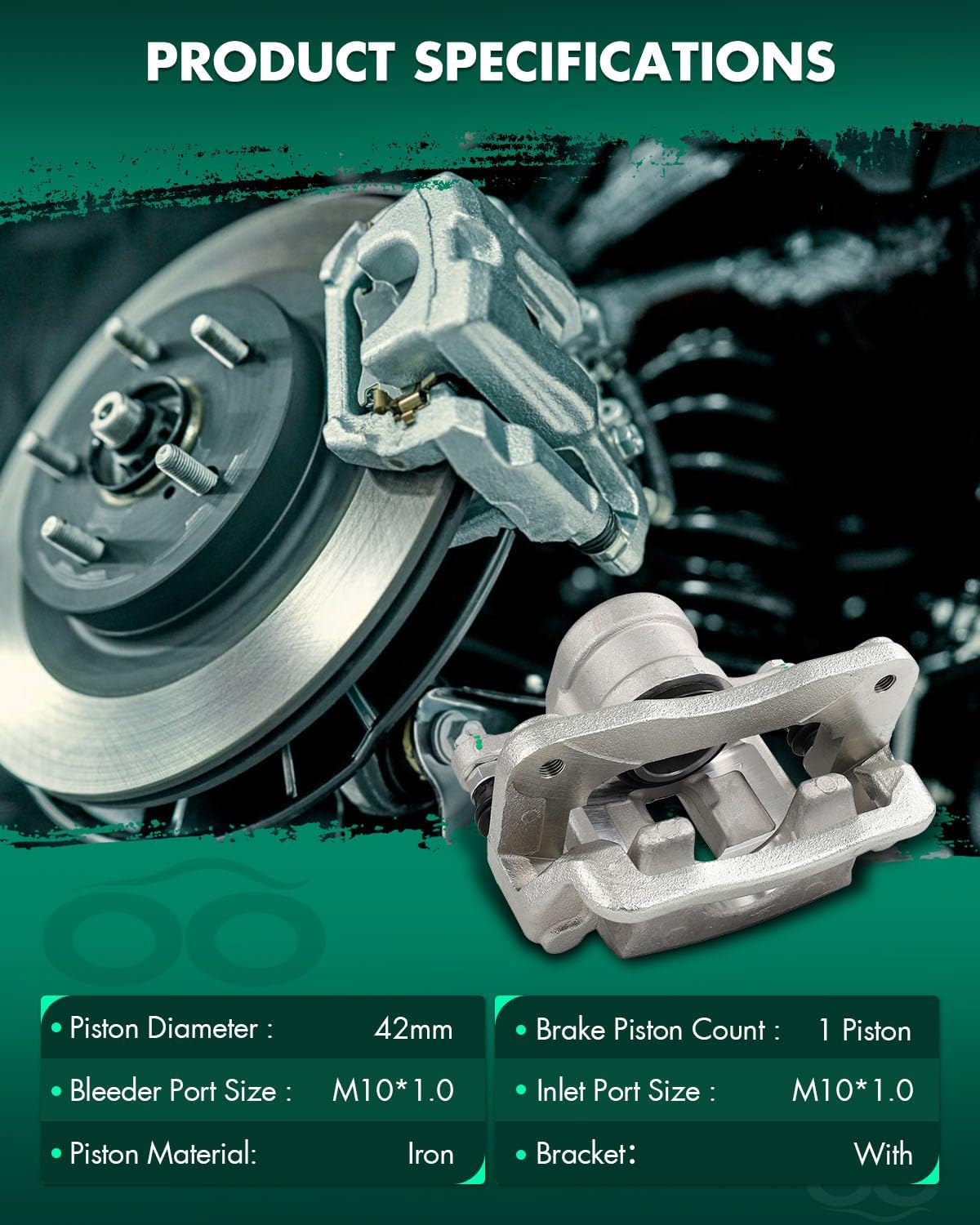 SCITOO Rear Left Brake Caliper With Bracket 19B3355 Compatible For Hyundai For Santa Fe 2007-2009