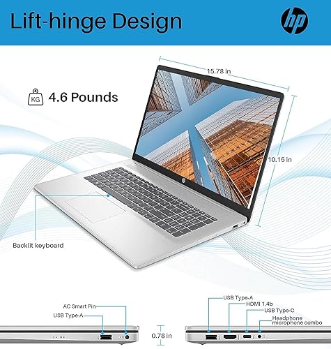 Miniatura 4 de HP Portátil empresarial Flagship 17.3 FHD, Intel i5-1335U de 10 núcleos (Beat i7-1255U) hasta 4.6 GHz, 32 GB de RAM, 1 TB NVMe SSD, teclado