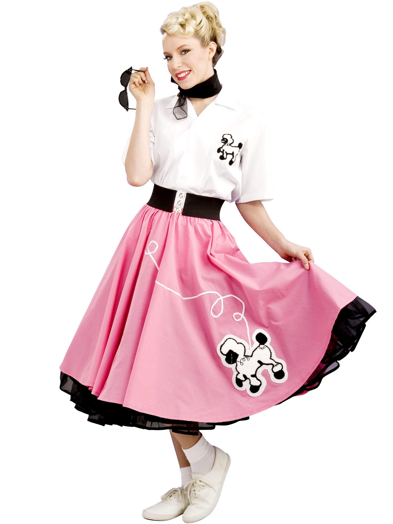 Rubie's Costume 1950s Poodle Skirt Costume, Black/Pink/White, Small size