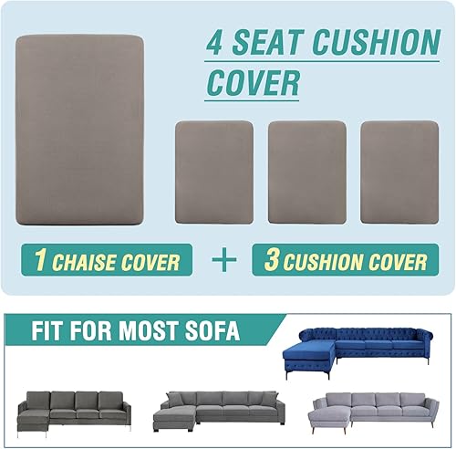 Vista 156 de OKYUK Fundas de sofá seccional en forma de L, 3 piezas, fundas de cojín para sofá seccional de terciopelo en forma de L, fundas elásticas para sofá