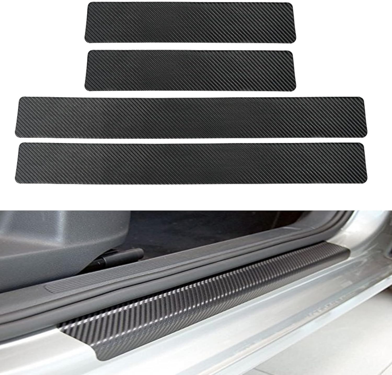 Car Door Sill Protector for TOYOTA Vios 2014-2025, Quality Carbon Fiber Threshold Waterproofing Non slip And Wear resistant