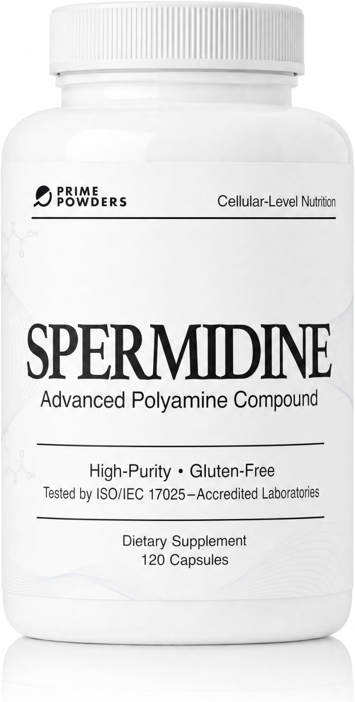 Prime Powders Spermidine Supplement, 10mg, 99% Pure, 120 Capsules
