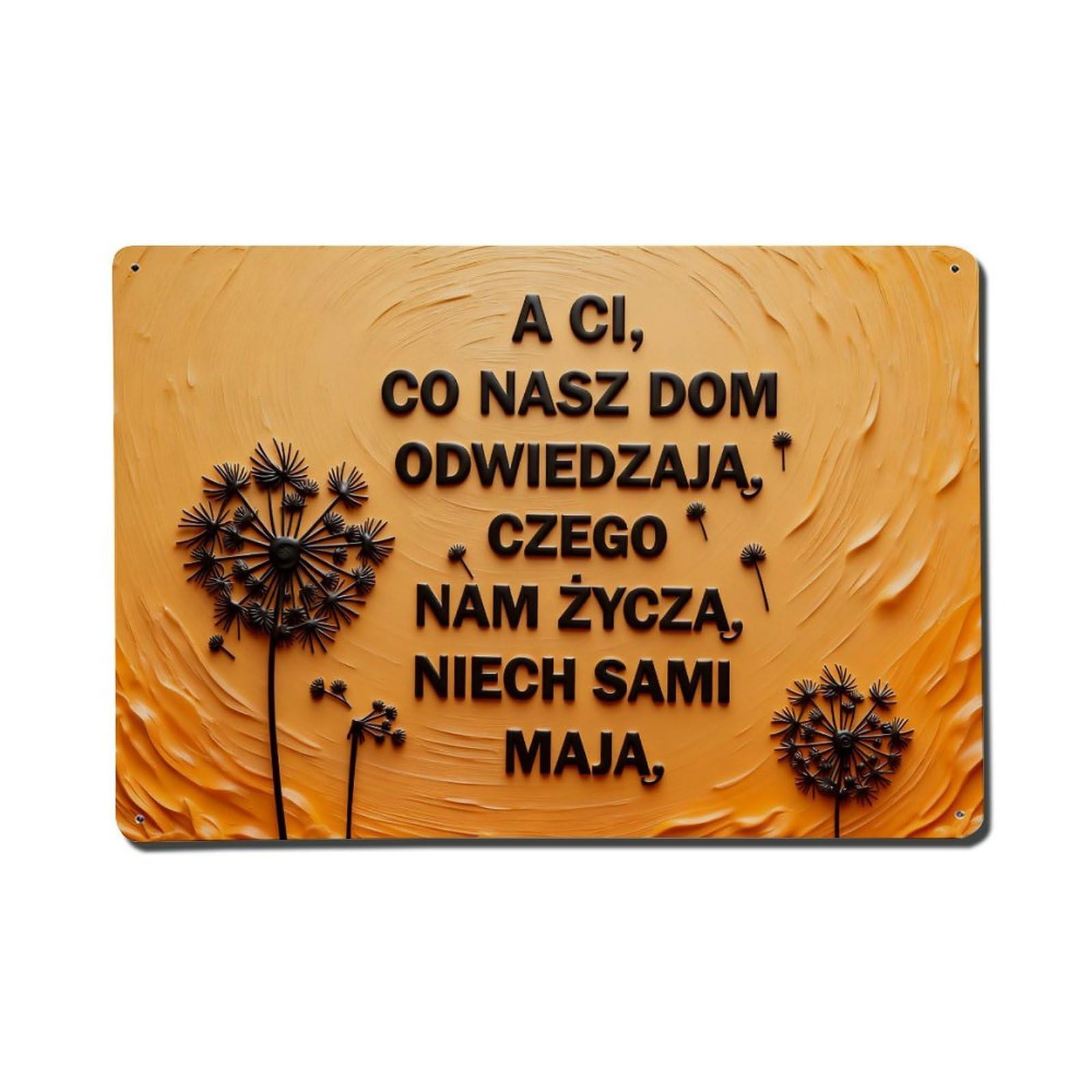 Dandelion Silhouette Background Text Art Metal Tin Sign Plaque