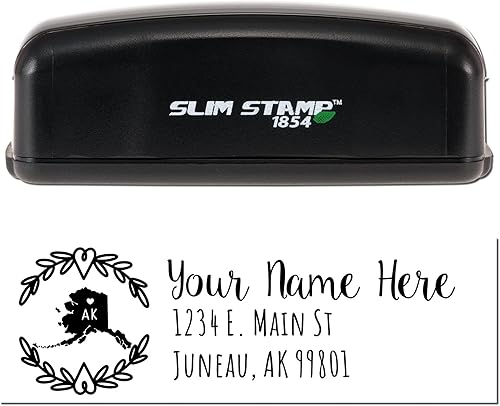 Miniatura 275 de State Love - Sello de dirección autoentintado para Texas, caja rosa, púrpura o negra, impresiones limpias y nítidas, diseño rectangular, tamaño 7/8