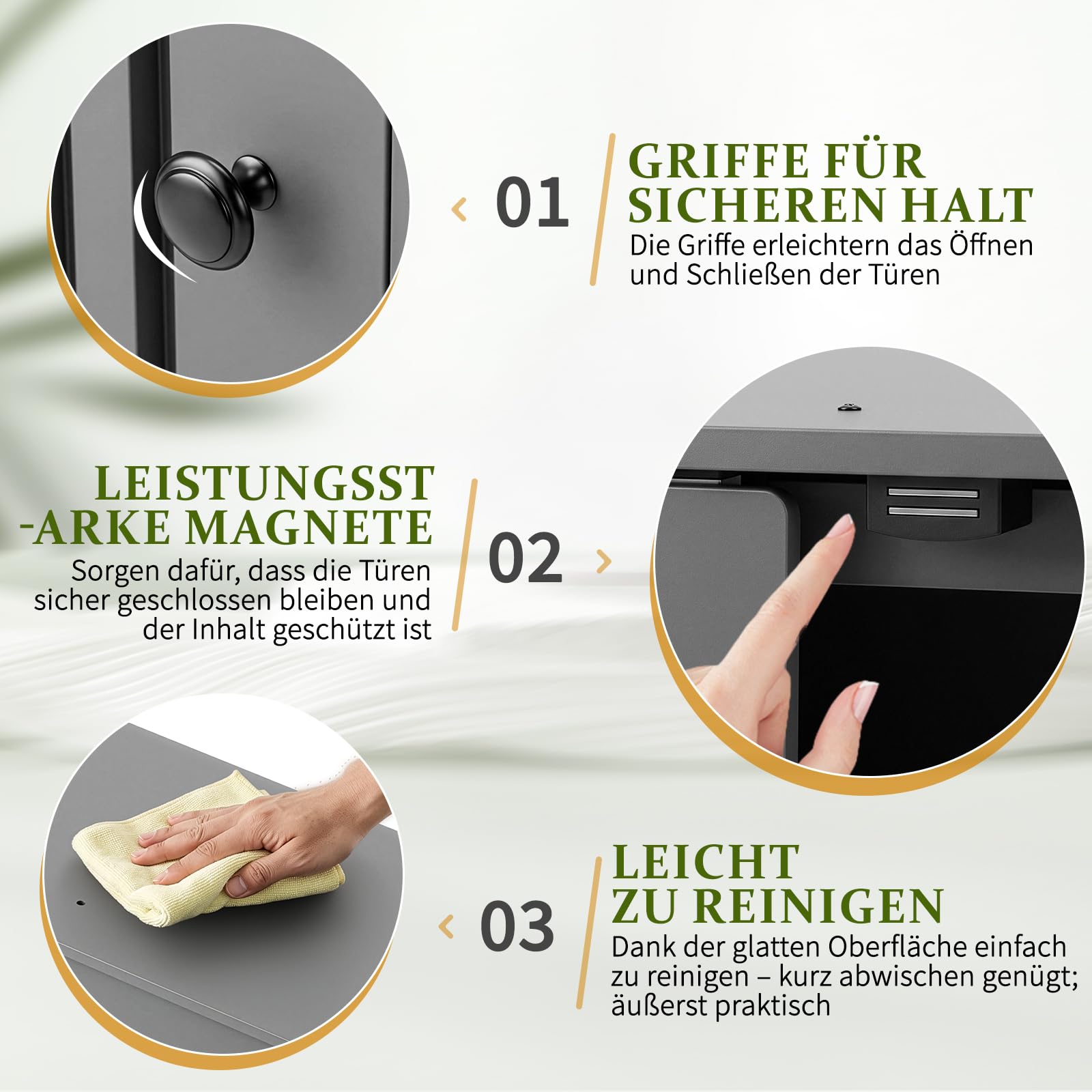 Gartenschrank wetterfest Outdoor, 69 x 43,5 x 73 cm, Hochwertiges PVC-Material, Leicht zu pflegen und zu reinigen, Geeignet für den Innen- und Außenbereich, Grau
