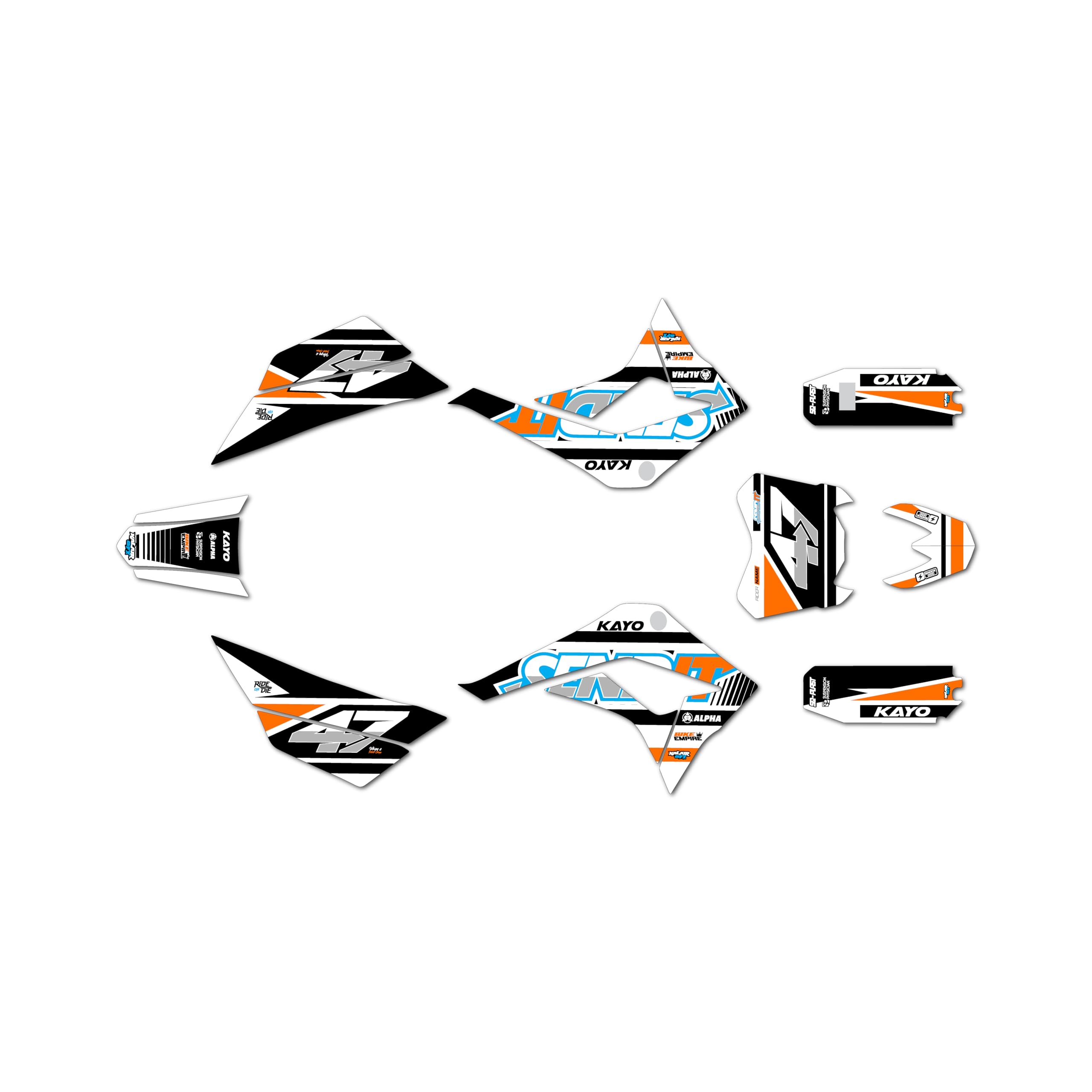 Kalair GFX Graphics Kit for Kayo Pit Bike TS90 and TSD110 (All Years) FRESH Series Cyan 09 Mil - Dirt bike Custom Racing Graphics Decals Stickers Kit,