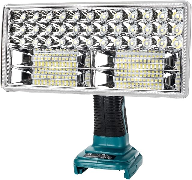 Hipoke 18V Cordless LED Work Light Compatible with MaKita 14.4V 18V,20V Lithium Battery BL1860B BL1850B BL1840 Portable 9In 4300lm Torch Outdoor Wide Illumination Handheld Lamp with USB Charge Port