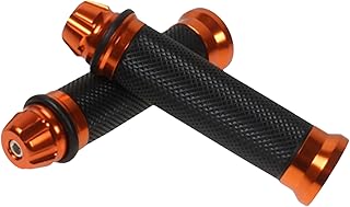 East Leaf バイク グリップ バイクハンドル バーエンド 付き アルミ (オレンジ)