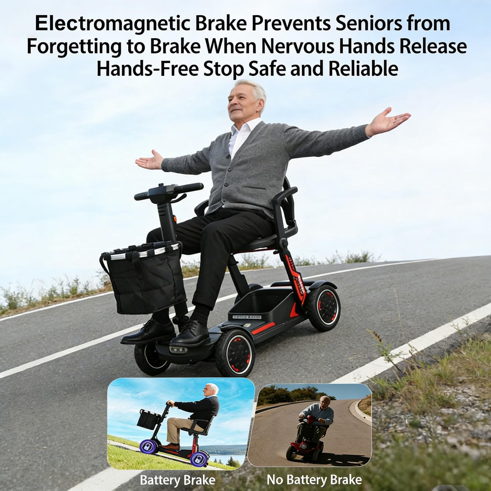 Scooter Plegable De Movilidad, Scooters De Movilidad Para Adultos, Diseño Cómodo Y Plegable, Scooters De Movilidad De 4 Ruedas Con Autonomía Mejorada. 20A