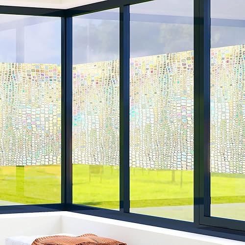 Miniatura 6 de Película 3D para ventana de arco iris, película de privacidad esmerilada para ventana, calcomanías decorativas de vinilo para ventana,