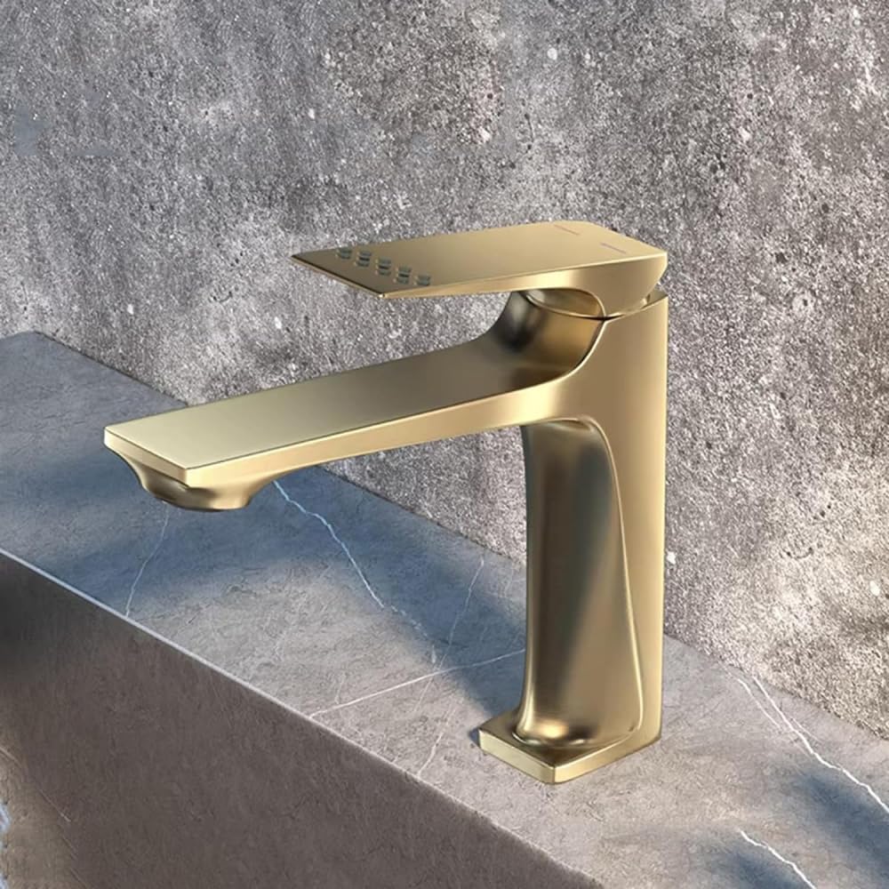 Robinet de salle de bains anti-trace en laiton gris brossé