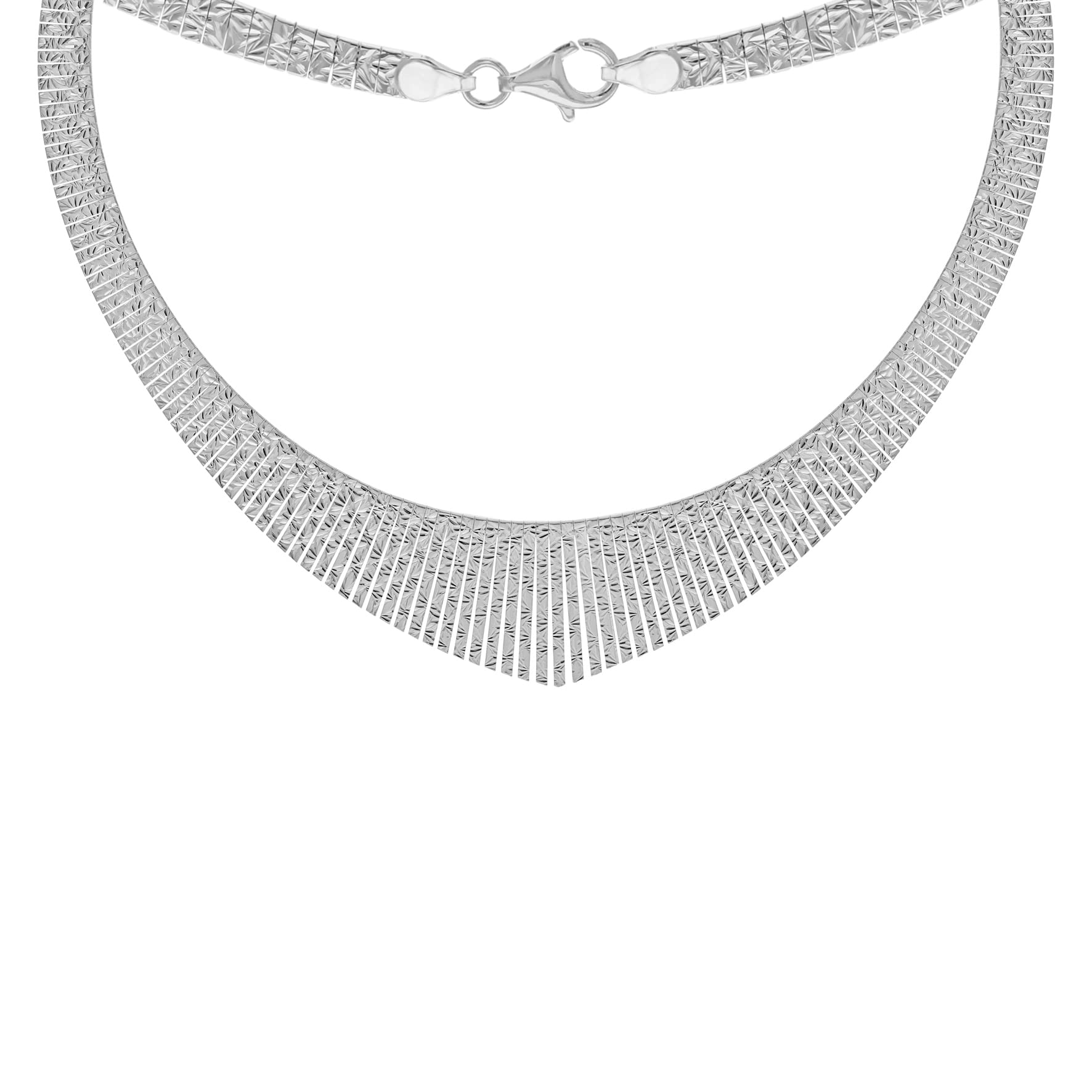 Collana Cleopatra A Scalare Tuscany Silver, Motivo A Stella Diamantata, Argento 925 Riciclato, Lunghezza 43 Cm, Ipoallergenica, Regalo Donna