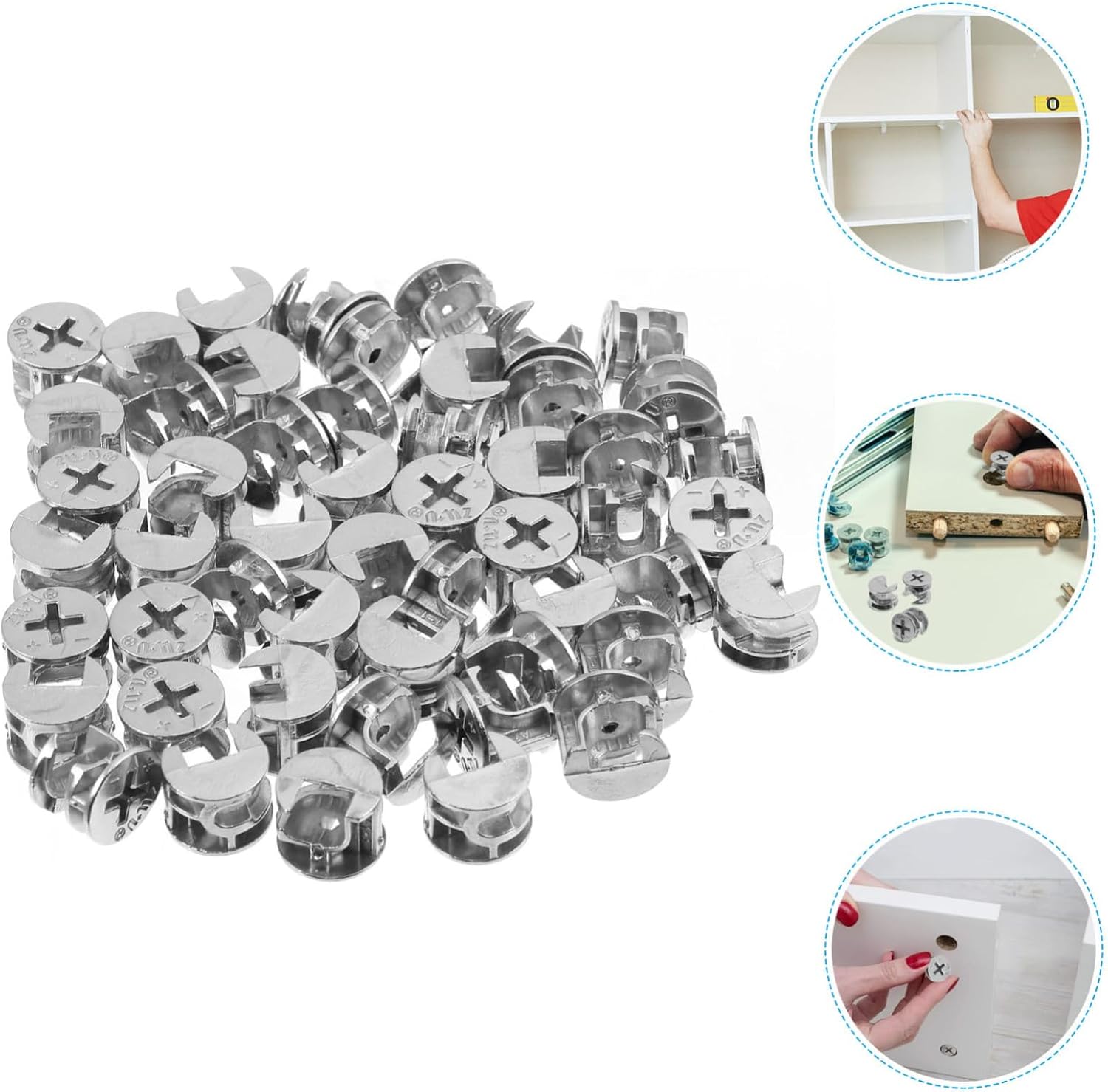 Generic 100pcs Furniture Connecters for Cabinets Dressers and Wheels and Fittings for Easy Assembly and Replacement of Fastening Parts