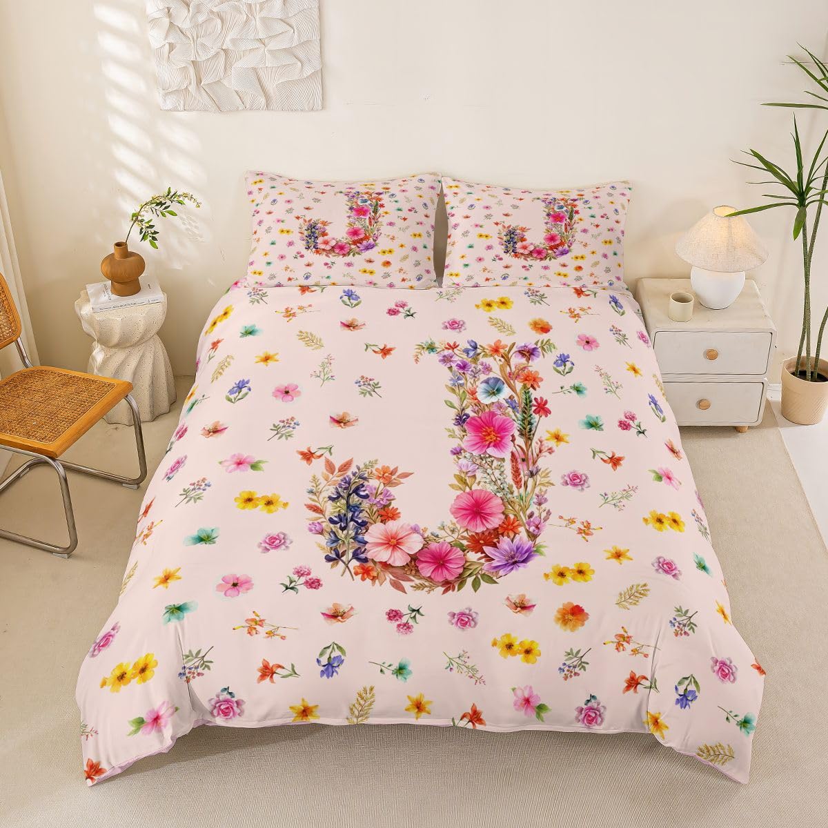 Homemissing Funda de edredón con estampado floral de flores, tamaño Super