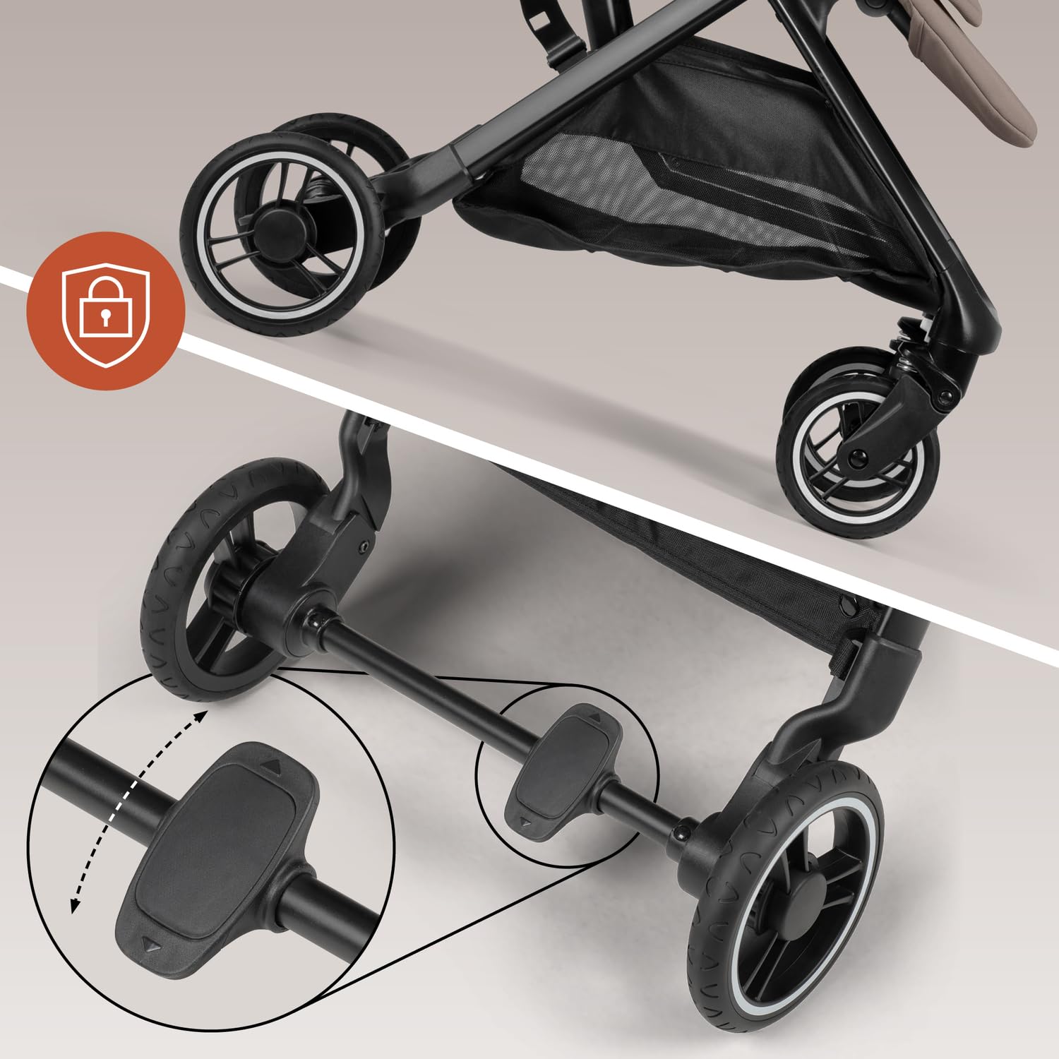 hauck All-in-One Reisebuggy Set, Flugzeug Handgepäck, Fly N Care Mocha | Einhändig klappbar mit Tragetasche, Tragegurt, Sitzauflage, UV-Schutz 50+, XL Netzfenster, Liegeposition ab Geburt bis 22 kg